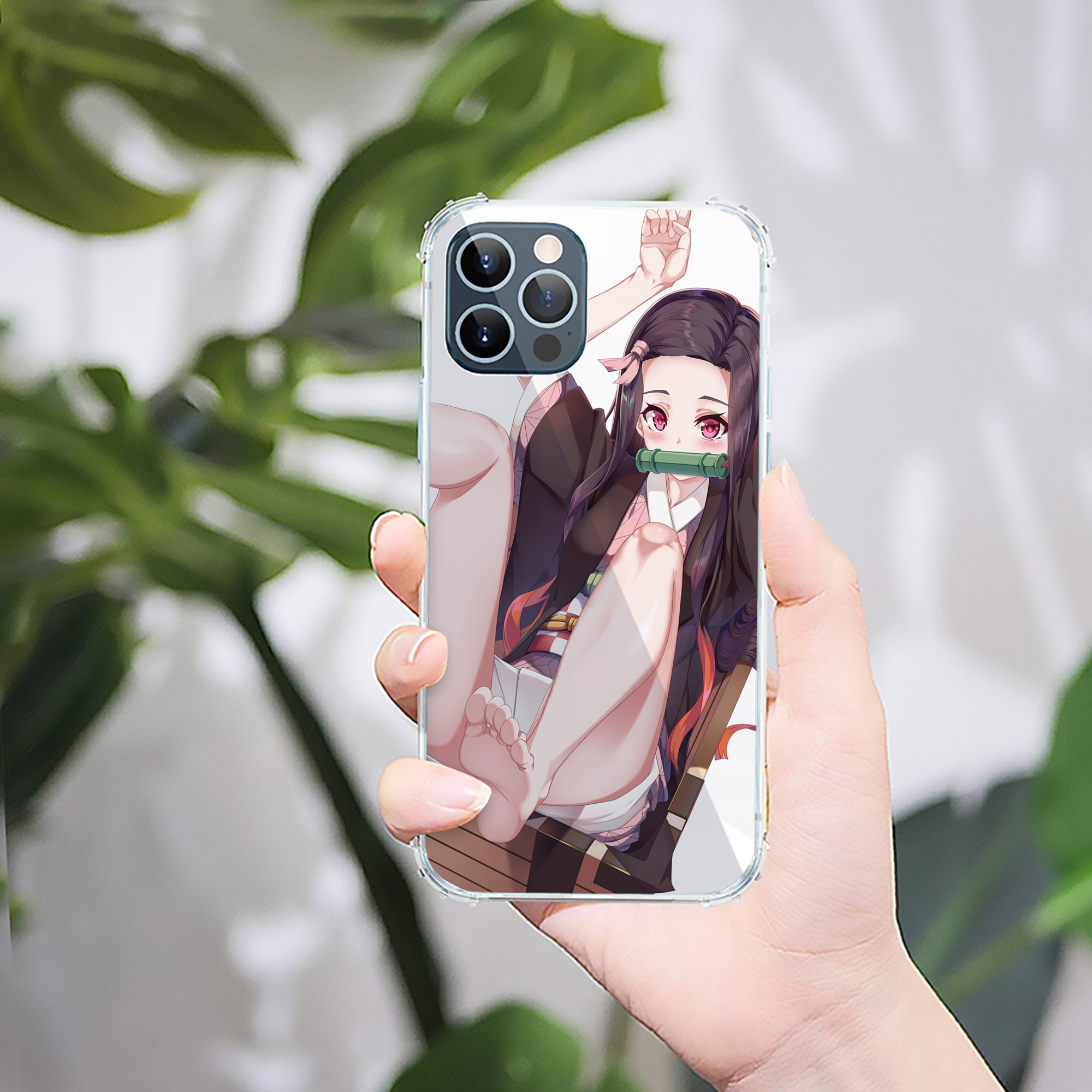 （画像用） 鬼滅の刃（きめつのやいば）竈門 禰󠄀豆子／かまど ねずこ Kamado Nezuko 【iPhone 12シリーズ対応】透明スマホケース（クリアソフトケース）